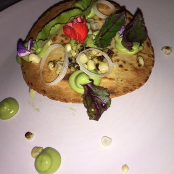 Xochi - Robalo - aquachile verde, cilantro, avocado, serrano, corn, red onion, cucumber, plantain tostado with Sea bass - Mexican Near Me - Houston, Texas