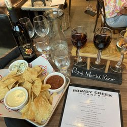 Rowdy Creek Ranch - Delicious dip trio with a wine tasting! The BEST!