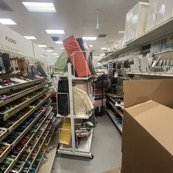 JOANN Fabric and Crafts - messy, unnavigable aisle that completely blocks anyone from coming through. Serious work safety risk. - Fabric Stores Near Me - Corona, California JOANN Fabric and Crafts - messy, unnavigable aisle that completely blocks anyone from coming through. Serious work safety risk. - Fabric Stores Near Me - Corona, California