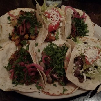 Cafe El Tapatio - Tacos-Papa con chorizo, chicken, pastor, picadillo, carnitas, carne asada on flour wrap - Mexican Near Me - Chicago, Illinois