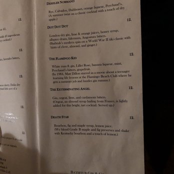 Bathtub Gin - Cocktail menu (January 2019) - Cocktail Bars Near Me - Seattle, Washington