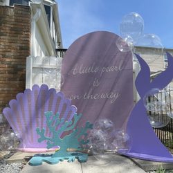 B Elevated Event House - "A Little Pearl Is On The Way" Themed Baby Shower(Mermaid, Seashell & Seaweed props & 6.5ft backdrop)