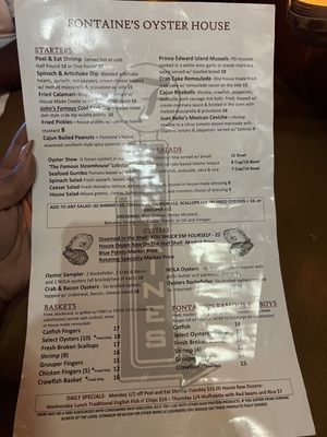 Menu photo 1 Fontaine's Oyster House Atlanta, GA Menu photo 1 Fontaine's Oyster House Atlanta, GA