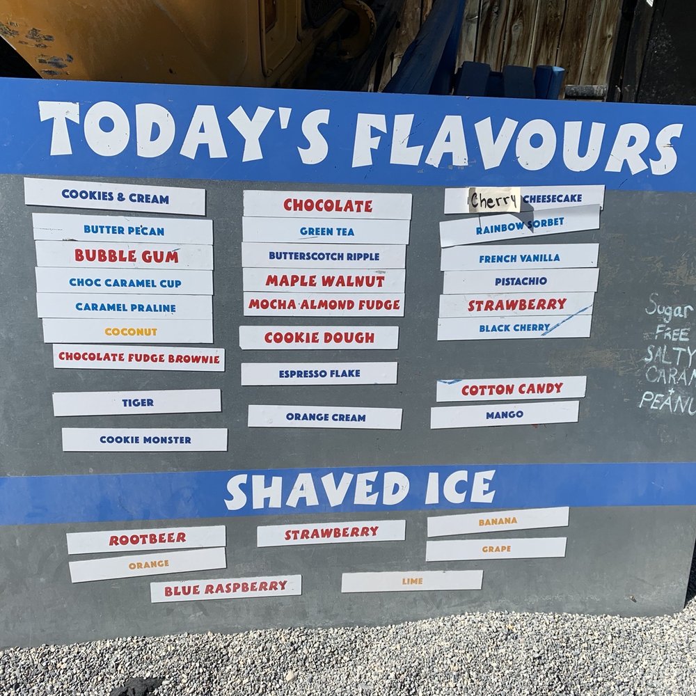 Old School Bus Ice Cream - Menu (8/12/2022) - Ice Cream & Frozen Yogurt Near Me - Canmore, Alberta