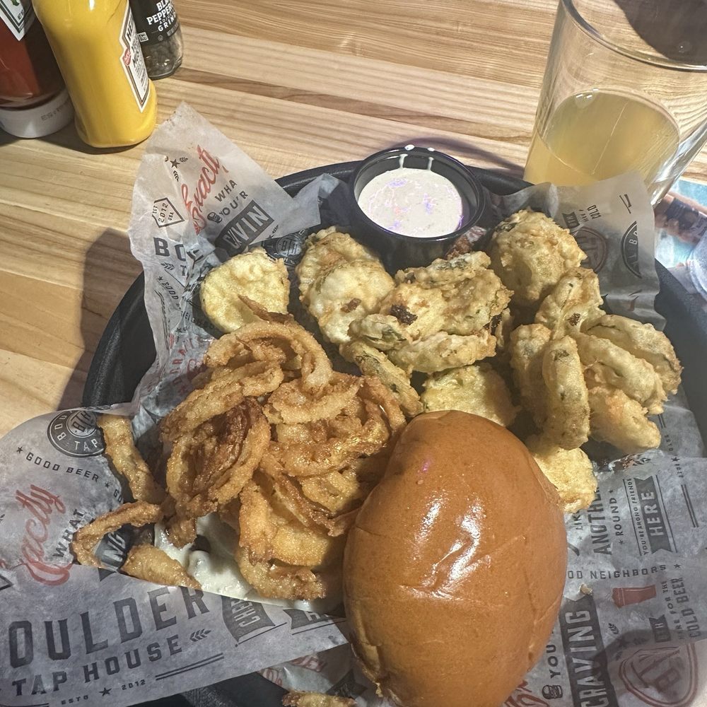 Boulder Tap House - Byo burger, veggie & Beer Battered Pickle Chips - Burgers Near Me - Superior, Wisconsin