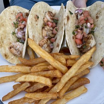 Angelos At the Point - Grilled shrimp tacos and fries - American Near Me - Dandridge, Tennessee