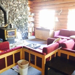 Living room with couches and fireplace