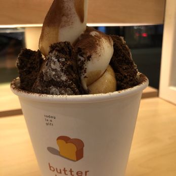 Butter Baker - The tiramisu sundae, brownie bits, cocoa powder, and a shot of espresso - Patisserie/Cake Shop Near Me - Toronto, Ontario