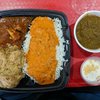 Curry Time - Goat curry, black pepper chicken, rice with Tikka sauce, and some paneer on the side. It was gudd!!!!! Coming back for sure - Indian Near Me - El Monte, California
