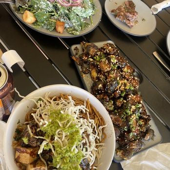 Sunset 89 - Tofu with noodles and Brussels sprouts - delicious  Brussel sprouts appetizer- huge Baby kale Caesar salad- so good - Asian Fusion Near Me - Page, Arizona