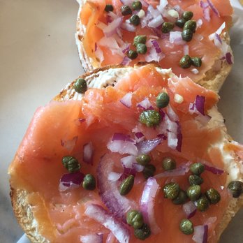 Evergreen Coffee - Cheese bagel with lox, capers, and onions - Breakfast & Brunch Near Me - San Jose, California