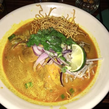 Klong - Khao soi - coconut milk curry base with noodles and chicken on bone. Very heavy dish. I recommend sharing it. - Thai Near Me - New York, New York Klong - Khao soi - coconut milk curry base with noodles and chicken on bone. Very heavy dish. I recommend sharing it. - Thai Near Me - New York, New York