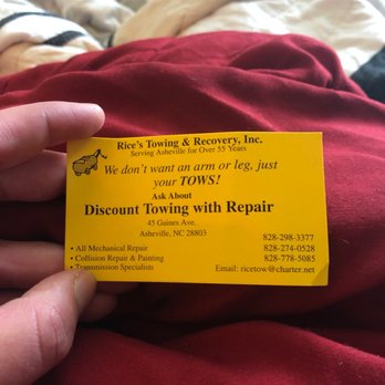 Rice's Towing & Recovery - Towing and repair - Auto Repair Near Me - Asheville, North Carolina Rice's Towing & Recovery - Towing and repair - Auto Repair Near Me - Asheville, North Carolina