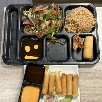 Hong Kong Station - Mongolian Beef Lunch Special & Shrimp Egg Rolls - Chinese Near Me - Centennial, Colorado