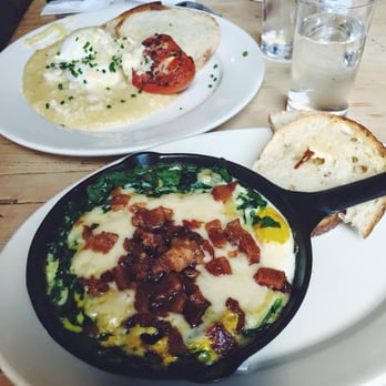 Freemans - poached egg with roasted tomatoes, baked skillet eggs - Breakfast & Brunch Near Me - New York, New York Freemans - poached egg with roasted tomatoes, baked skillet eggs - Breakfast & Brunch Near Me - New York, New York