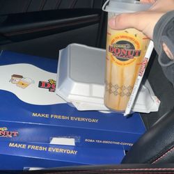 Yummy Donuts Palace - 3 boxes of donuts and Carmel iced latte