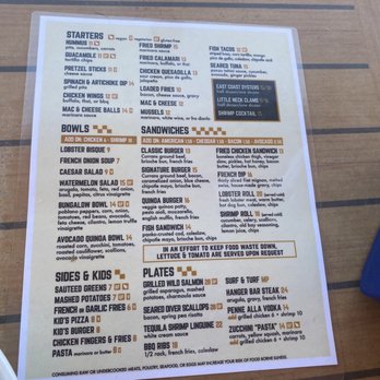 Bungalow Bar - Menu - American Near Me - Seaside, New York
