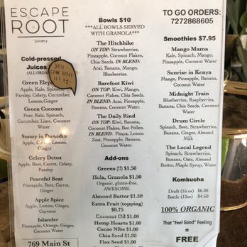 Escape root juicery - Juice Bars & Smoothies Near Me - Dunedin, Florida Escape root juicery - Juice Bars & Smoothies Near Me - Dunedin, Florida