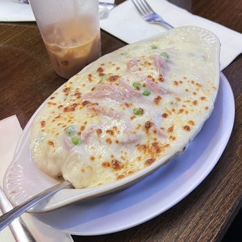 Kowloon Cafe - Baked Ham & Cheese Over Spaghetti - Hong Kong Style Cafe Near Me - Brooklyn, New York Kowloon Cafe - Baked Ham & Cheese Over Spaghetti - Hong Kong Style Cafe Near Me - Brooklyn, New York