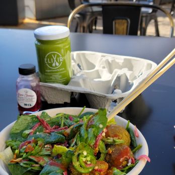 Elixir Superfood & Juice - I added jalapeno, shriracha and falafel to the Popeye Super Salad.. - Gluten-Free Near Me - Reno, Nevada Elixir Superfood & Juice - I added jalapeno, shriracha and falafel to the Popeye Super Salad.. - Gluten-Free Near Me - Reno, Nevada