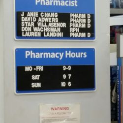 Walmart Pharmacy - Pharmacist and hours as of 01/04/17