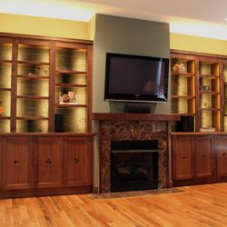 Goldsplinter Woodworking - Walnut Built-In Cabintry and Mantle