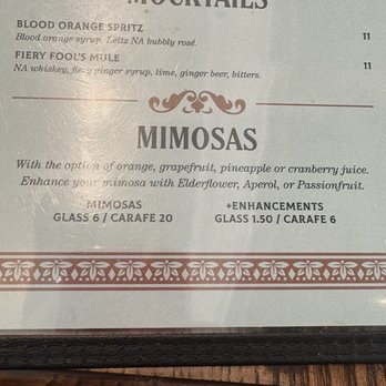 The Wild Fork - Mimosa menu - American Near Me - Tulsa, Oklahoma