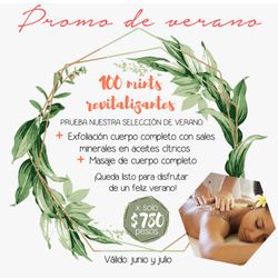 Spa Sac-Nicté - Este Verano déjate consentir en nuestras manos! Una deliciosa y profunda exfoliación a base de sales minerales y aceites cítricos + masaje