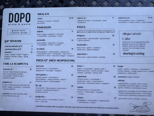Menu photo 2 Dopo Pizza & Pasta Truckee, CA Menu photo 2 Dopo Pizza & Pasta Truckee, CA