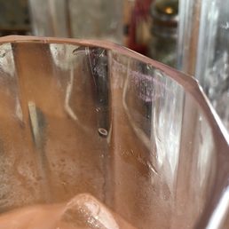 That awkward moment when you aren't wearing lipstick, but your *unwashed* glass is.