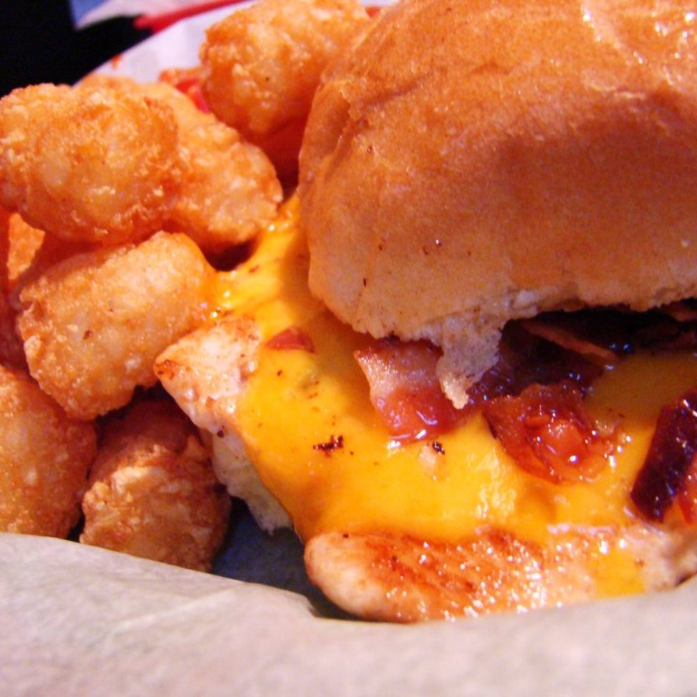 Dain's Place - chicken sandwich with tots - American Near Me - Durham, North Carolina