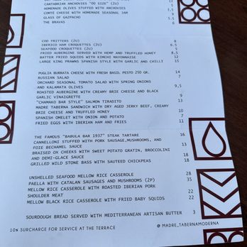 Madre Taberna Moderna - Menu - Tapas Bars Near Me - Barcelona, B