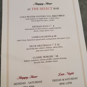 The Select - Happy hour menu - Mediterranean Near Me - Sandy Springs, Georgia