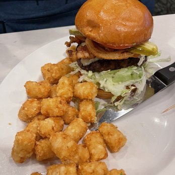 Wildburger @ Wildfire Lanes - My sons bbq cheeseburger and tots - Burgers Near Me - Henderson, Nevada Wildburger @ Wildfire Lanes - My sons bbq cheeseburger and tots - Burgers Near Me - Henderson, Nevada