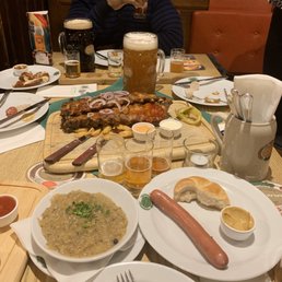Ribs, beer cabbage and sausage.