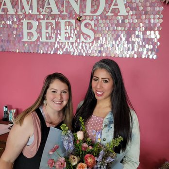 Amanda Bee’s Floral Designs - The finished product and the floral designer and owner, Amanda, with a happy customer! - Florists Near Me - Cypress, Texas Amanda Bee’s Floral Designs - The finished product and the floral designer and owner, Amanda, with a happy customer! - Florists Near Me - Cypress, Texas