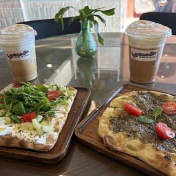 Habibi's - Iced habibi house coffee/labneh ma'aneesh and iced Karak with cardamom cold foam and zaatar ma'aneesh - Cafes Near Me - Fullerton, California