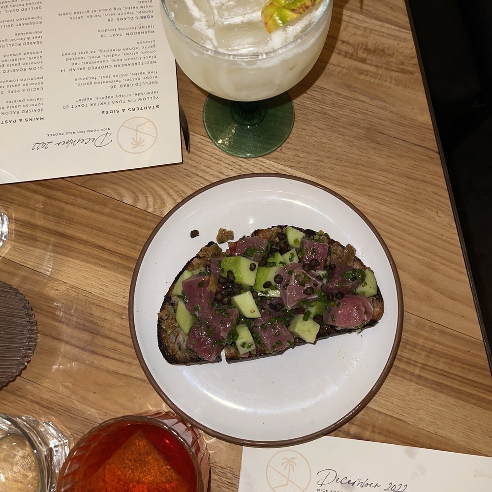 First & Last - Yellowfin tuna tartare toast & cocktails - Italian Near Me - Phoenix, Arizona First & Last - Yellowfin tuna tartare toast & cocktails - Italian Near Me - Phoenix, Arizona