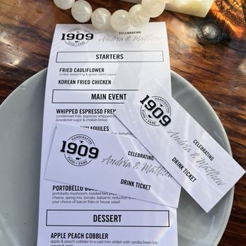 1909 - Custom menus - Bars Near Me - Temecula, California