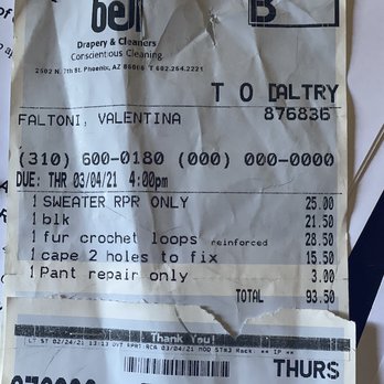 Bell Drapery & Cleaners - 100$ for tiny little adjustments and they deformed/stretched the fabric of my 400$ cashmere cape from Italy. In the US the cape is even more - Laundry Services Near Me - Chandler, Arizona Bell Drapery & Cleaners - 100$ for tiny little adjustments and they deformed/stretched the fabric of my 400$ cashmere cape from Italy. In the US the cape is even more - Laundry Services Near Me - Chandler, Arizona