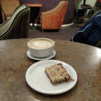 Wild Iris Coffee House - Latte and almond raspberry bar. - Bakeries Near Me - Prescott, Arizona