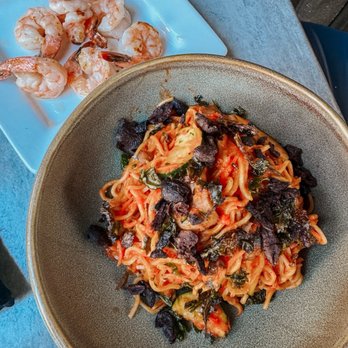 Taverna Costera - Vegan spring pasta with shrimp - Asian Fusion Near Me - Las Vegas, Nevada