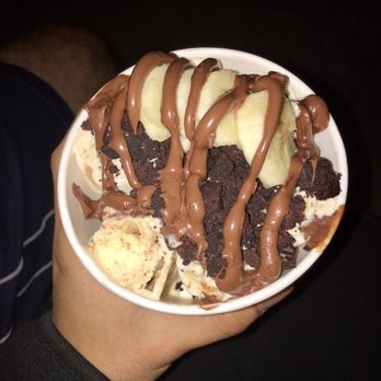 Icicles - Butter face (cookie butter + graham crackers) with brownies, banana, and nutella drizzle! - Desserts Near Me - Pleasanton, California