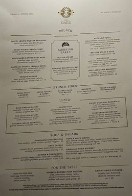 Menu photo 1 The Gage Chicago, IL