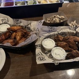 Buffalo (left) and Cajun (right) wings. Buffalo (left) and Cajun (right) wings.