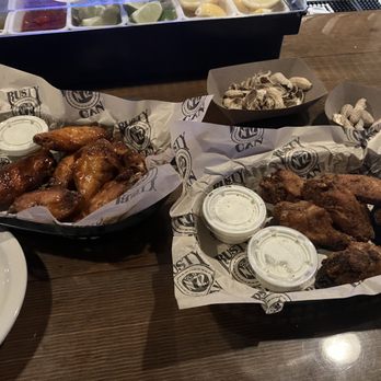 Rusty Can - Buffalo (left) and Cajun (right) wings. - Barbeque Near Me - Byfield, Massachusetts Rusty Can - Buffalo (left) and Cajun (right) wings. - Barbeque Near Me - Byfield, Massachusetts