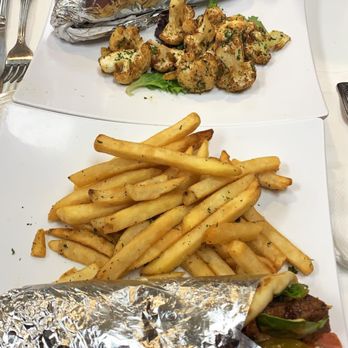 Lazeez Eats - Beef kabob wrap with fries & chicken wrap with cauliflower - Mediterranean Near Me - Anaheim, California Lazeez Eats - Beef kabob wrap with fries & chicken wrap with cauliflower - Mediterranean Near Me - Anaheim, California