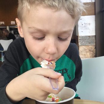 Milk & Cake - Enjoying a nice cup of chocolate and vanilla froyo - Ice Cream & Frozen Yogurt Near Me - Denver, Colorado
