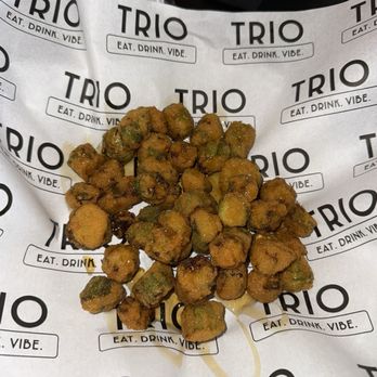 Trio - Appetizer, fried okra with honey drizzle on top - Soul Food Near Me - Huntsville, Alabama Trio - Appetizer, fried okra with honey drizzle on top - Soul Food Near Me - Huntsville, Alabama