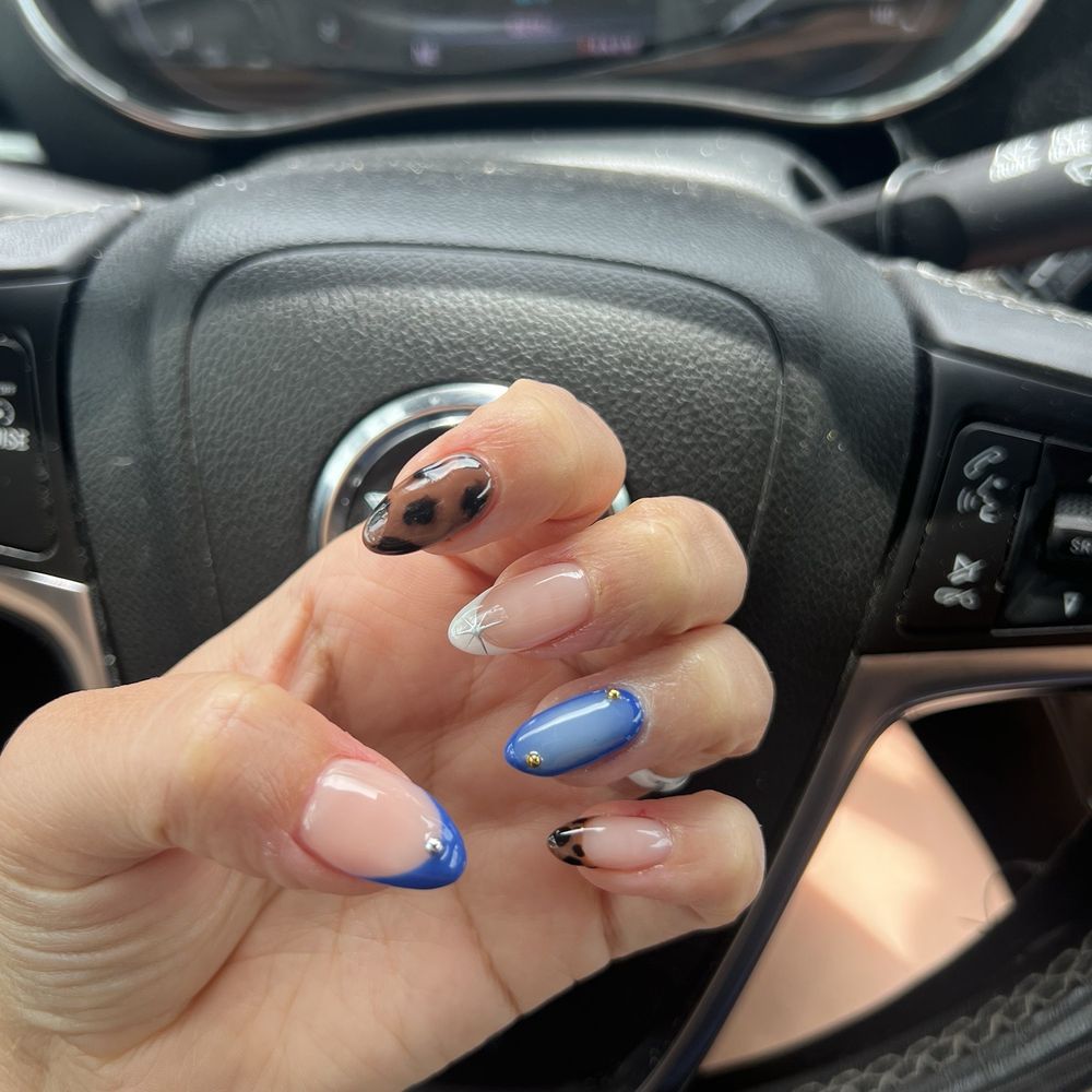 Square Nails - Austin - design on almond nails - Nail Salons Near Me - Austin, Texas Square Nails - Austin - design on almond nails - Nail Salons Near Me - Austin, Texas